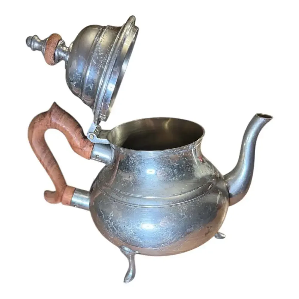 Wilton Armetale Pewter Coffee Tea Pot Wooden Handle Footed Vintage USA